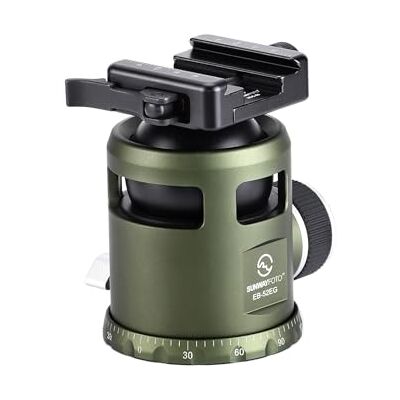 Sunwayfoto Cabezal de bola de trípode de 52 mm sin muesca con abrazadera adaptadora Pica a Arca Swiss SDC-50 para rifle, carga de 20 kg, OD verde, EB-52EG Sunwayfoto Cabezal de bola de trípode de 52 mm sin muesca con abrazadera adaptadora Pica a Arca Swiss SDC-50 para rifle, carga de 20 kg, OD verde, EB-52EG