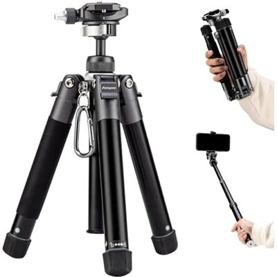 Fotopro Mini trípode, trípode de viaje ligero y compacto de 60 pulgadas con cabeza de bola de 360 grados, soporte para teléfono, palo selfie desmontable, trípode de teléfono para cámara, carga máxima Fotopro Mini trípode, trípode de viaje ligero y compacto de 60 pulgadas con cabeza de bola de 360 grados, soporte para teléfono, palo selfie desmontable, trípode de teléfono para cámara, carga máxima