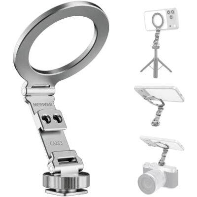 NEEWER Magnético Trípode Soporte Móvil Zapata Fría Adaptador, Plata, CA163 Aluminio Compacto Ligero Portátil Soporte Móvil Cámara Accesorio, Compatible con MagSafe iPhone Android Grabación Video NEEWER Magnético Trípode Soporte Móvil Zapata Fría Adaptador, Plata, CA163 Aluminio Compacto Ligero Portátil Soporte Móvil Cámara Accesorio, Compatible con MagSafe iPhone Android Grabación Video