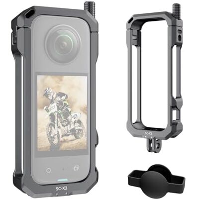 Sirui Jaula Cámara Acción Compatible con Insta360 X3, Protectora Cage Video Rig con Cubierta de Lente de Silicona para Youtube TikTok Vlog con Zapata Fría para Micrófono, Luz LED SC-X3 Sirui Jaula Cámara Acción Compatible con Insta360 X3, Protectora Cage Video Rig con Cubierta de Lente de Silicona para Youtube TikTok Vlog con Zapata Fría para Micrófono, Luz LED SC-X3