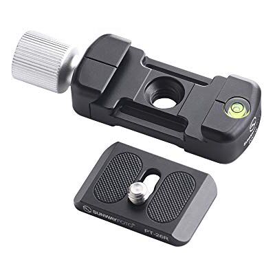 Sunwayfoto DDC-26LT QR-Plate+Clamp Combo compatible con Arca/RRS QR Plate (26 mm) Abrazadera de perilla de tornillo Material de aluminio Sunwayfoto DDC-26LT QR-Plate+Clamp Combo compatible con Arca/RRS QR Plate (26 mm) Abrazadera de perilla de tornillo Material de aluminio