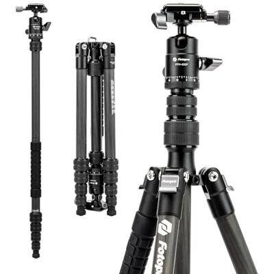 Fotopro 152CM trípode de Viaje de Fibra de Carbono, trípode de cámara compacta con Cabeza de Bola, monopie Desmontable con Placa de liberación rápida y la Bolsa, Carga hasta 8KG, Negro Fotopro 152CM trípode de Viaje de Fibra de Carbono, trípode de cámara compacta con Cabeza de Bola, monopie Desmontable con Placa de liberación rápida y la Bolsa, Carga hasta 8KG, Negro