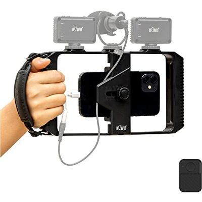 KIWIFOTOS Plataforma de Video para teléfono Inteligente con Control Remoto inalámbrico + Correa para la muñeca, estabilizador de teléfono, Jaula de Plataforma de filmación portátil para iPhone 13 12 11 Android KIWIFOTOS Plataforma de Video para teléfono Inteligente con Control Remoto inalámbrico + Correa para la muñeca, estabilizador de teléfono, Jaula de Plataforma de filmación portátil para iPhone 13 12 11 Android