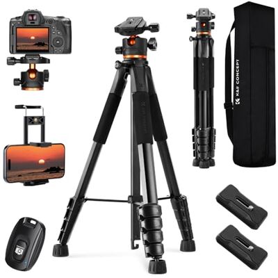 K&F CONCEPT Trípode Ligero Portátil 190cm S255A3+BH-36 Tripode para Movil de Cabeza Esférica para DSLR, Cámara Réflex Digital, Teléfono Móvil, etc., con Clip para Teléfono Móvil K&F CONCEPT Trípode Ligero Portátil 190cm S255A3+BH-36 Tripode para Movil de Cabeza Esférica para DSLR, Cámara Réflex Digital, Teléfono Móvil, etc., con Clip para Teléfono Móvil