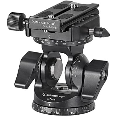 Sunwayfoto DT-03R Cabezal de inclinación bidireccional para monopié y trípode con abrazadera de rotación panorámica Capacidad de carga de 15 libras Sunwayfoto DT-03R Cabezal de inclinación bidireccional para monopié y trípode con abrazadera de rotación panorámica Capacidad de carga de 15 libras