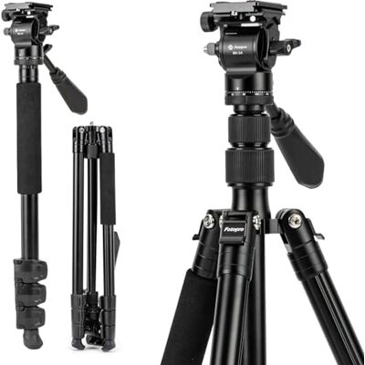Fotopro Trípode de 168 cm/66 Pulgadas, trípode de Viaje de Aluminio y monopié con Cabezal de Fluido de 360°, trípode Profesional para cámara réflex Digital Canon Nikon Sony, Carga hasta 10 kg/22 lbs Fotopro Trípode de 168 cm/66 Pulgadas, trípode de Viaje de Aluminio y monopié con Cabezal de Fluido de 360°, trípode Profesional para cámara réflex Digital Canon Nikon Sony, Carga hasta 10 kg/22 lbs