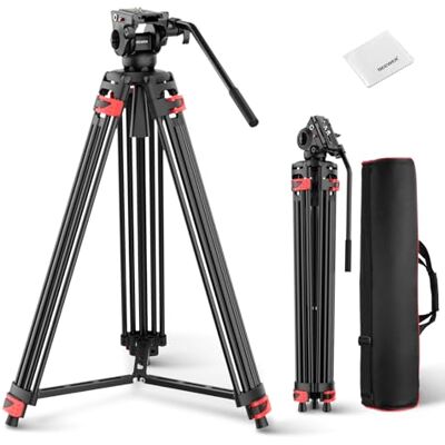 NEEWER Basics 187cm Trípode Vídeo con Cabezal Fluido Amortiguado,Soporte Metal Resistente para DSLR Cámara Videocámara Grabación Video, Placa QR Compatible con Manfrotto 501,Carga Máx 8kg, Paño, TP37 NEEWER Basics 187cm Trípode Vídeo con Cabezal Fluido Amortiguado,Soporte Metal Resistente para DSLR Cámara Videocámara Grabación Video, Placa QR Compatible con Manfrotto 501,Carga Máx 8kg, Paño, TP37