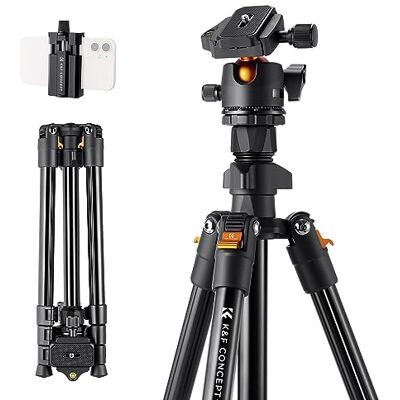 K&F CONCEPT Trípode de Viaje K & F Concept, trípode de cámara de 62,99 Pulgadas para DSLR trípode de Viaje de Aluminio portátil con rótula de Bola panorámica de 360 Grados, liberación rápida K&F CONCEPT Trípode de Viaje K & F Concept, trípode de cámara de 62,99 Pulgadas para DSLR trípode de Viaje de Aluminio portátil con rótula de Bola panorámica de 360 Grados, liberación rápida