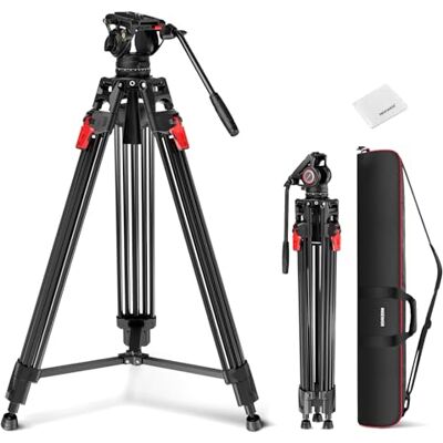 NEEWER Trípode de cámara de Video de 76 Pulgadas con Cabeza fluida, Soporte portátil de Aluminio Resistente de liberación rápida con paño de Limpieza, Placa QR de Modo Dual para videocámara DSLR NEEWER Trípode de cámara de Video de 76 Pulgadas con Cabeza fluida, Soporte portátil de Aluminio Resistente de liberación rápida con paño de Limpieza, Placa QR de Modo Dual para videocámara DSLR