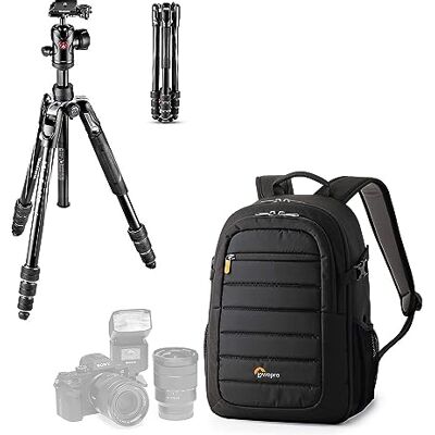Manfrotto Travel Kit: Tripod + Backpack, Trípode de Viaje de Aluminio, Kit Twist ALU+Tahoe BP150 Manfrotto Travel Kit: Tripod + Backpack, Trípode de Viaje de Aluminio, Kit Twist ALU+Tahoe BP150