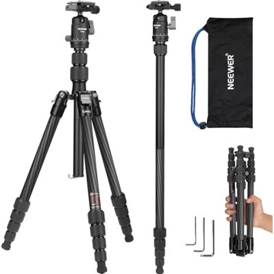 NEEWER Trípode Monopié Fibra Carbono Cámara,65" Ligero Compacto Portátil Viaje DSLR Video Tripode, 360° Rótula Placa QR Antideslizante Eje Central Invertido Patas Reversibles, Carga Máx 13,2lbs, TP39 NEEWER Trípode Monopié Fibra Carbono Cámara,65" Ligero Compacto Portátil Viaje DSLR Video Tripode, 360° Rótula Placa QR Antideslizante Eje Central Invertido Patas Reversibles, Carga Máx 13,2lbs, TP39