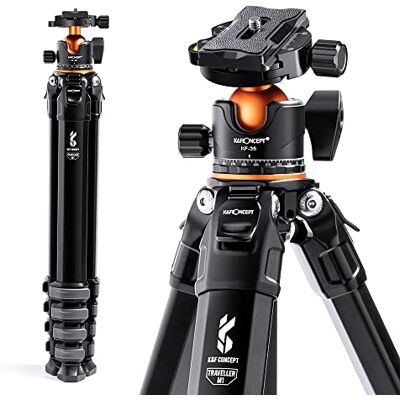 K&F CONCEPT Trípode de Cámara, 177CM Trípode Estable Aluminio con 35mm Rótula de Bola Carga Máxima 15kg, Trípodes Fotografía Compacto con 1/4" Placa de Liberación Rápida para Cámara DSLR, Videocámara K&F CONCEPT Trípode de Cámara, 177CM Trípode Estable Aluminio con 35mm Rótula de Bola Carga Máxima 15kg, Trípodes Fotografía Compacto con 1/4" Placa de Liberación Rápida para Cámara DSLR, Videocámara