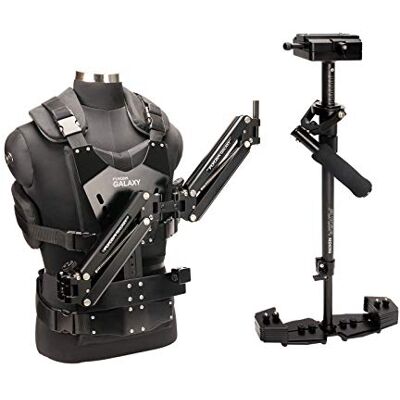 FLYCAM Galaxy con Brazo, Chaleco y estabilizador Redking, 0,8-7 kg Poste central telescópico 53-81 cm con escala grabada láser; mango ergonómico con espuma acolchada FLYCAM Galaxy con Brazo, Chaleco y estabilizador Redking, 0,8-7 kg Poste central telescópico 53-81 cm con escala grabada láser; mango ergonómico con espuma acolchada