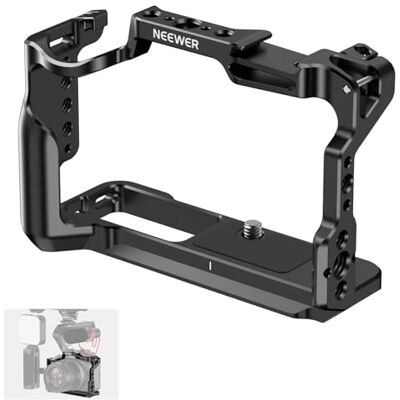 NEEWER R50 Cage Jaula de Cámara Compatible con Canon EOS R50, Video Rig de Aluminio con NATO Rail, 1/4" Roscas, 3/8" Orificios ARRI, Zapata Fría, Compatible con dji Gimbals Arca Type QR System, CA031 NEEWER R50 Cage Jaula de Cámara Compatible con Canon EOS R50, Video Rig de Aluminio con NATO Rail, 1/4" Roscas, 3/8" Orificios ARRI, Zapata Fría, Compatible con dji Gimbals Arca Type QR System, CA031