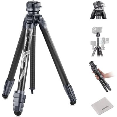 NEEWER LITETRIP LT32 Trípode de viaje para cámara, soporte portátil de fibra de carbono, cabezal esférico con eje central, cierre plegable, paño de limpieza, placa Arca QR compatible con Peak Design NEEWER LITETRIP LT32 Trípode de viaje para cámara, soporte portátil de fibra de carbono, cabezal esférico con eje central, cierre plegable, paño de limpieza, placa Arca QR compatible con Peak Design