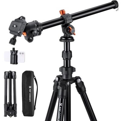 K&F CONCEPT O234A1+BH-36 Tripode Camara con Brazo Extensible 195CM, Trípode Viaje Cámara con Soporte de Teléfono, Trípode Ligero en Aluminio K&F CONCEPT O234A1+BH-36 Tripode Camara con Brazo Extensible 195CM, Trípode Viaje Cámara con Soporte de Teléfono, Trípode Ligero en Aluminio