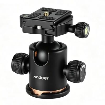 Andoer Rótula,Pro Ballhead de Metal 360 Grados Giratoria Panorámica con 1/4 Plato de Liberación Rápida y Nivel de Burbuja, para Trípode, Monopie,Deslizador,Cámara Réflex Digital,Videocámara Andoer Rótula,Pro Ballhead de Metal 360 Grados Giratoria Panorámica con 1/4 Plato de Liberación Rápida y Nivel de Burbuja, para Trípode, Monopie,Deslizador,Cámara Réflex Digital,Videocámara