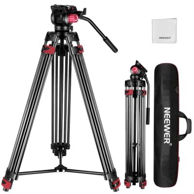 NEEWER 79" Trípode Cámara con 360° Cabezal Fluido, Soporte Vídeo Aleación Aluminio Resistente con Placa QR, Compatible con Canon Nikon Sony y Otras videocámaras DSLR, Carga 17,6lb, Paño de Limpieza NEEWER 79" Trípode Cámara con 360° Cabezal Fluido, Soporte Vídeo Aleación Aluminio Resistente con Placa QR, Compatible con Canon Nikon Sony y Otras videocámaras DSLR, Carga 17,6lb, Paño de Limpieza