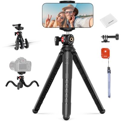 NEEWER Mini Trípode Flexible Móvil Phone Tripod Portátil Vlogs Palo Selfie con Remoto/Soporte Móvil/Adaptador Cámara Acción/Paño Limpieza para Grabar Video, Compatible con GoPro Insta360 Camera, TP35 NEEWER Mini Trípode Flexible Móvil Phone Tripod Portátil Vlogs Palo Selfie con Remoto/Soporte Móvil/Adaptador Cámara Acción/Paño Limpieza para Grabar Video, Compatible con GoPro Insta360 Camera, TP35