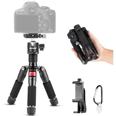 NEEWER Mini Trípode Escritorio Cámara con Soporte Teléfono Compatible con iPhone para Grabar Filmar, 20''/50cm Soporte Pequeño Portátil para Webcam DSLR, Rótula 360°, Placa QR 1/4", TP-AAM521 NEEWER Mini Trípode Escritorio Cámara con Soporte Teléfono Compatible con iPhone para Grabar Filmar, 20''/50cm Soporte Pequeño Portátil para Webcam DSLR, Rótula 360°, Placa QR 1/4", TP-AAM521