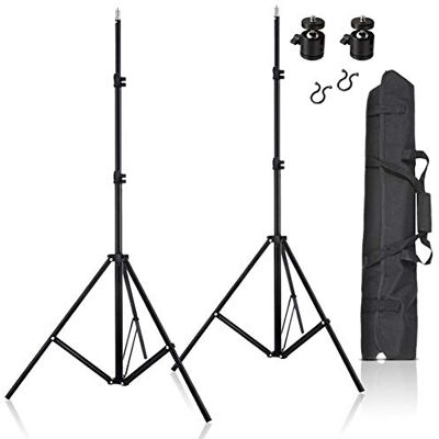 Selens W803-II Trípode para luz (200 cm, aleación de Aluminio 2 unidades, ajustable, cabezal de bola de 1/4", bolsa de transporte y clips de cable), color negro Selens W803-II Trípode para luz (200 cm, aleación de Aluminio 2 unidades, ajustable, cabezal de bola de 1/4", bolsa de transporte y clips de cable), color negro