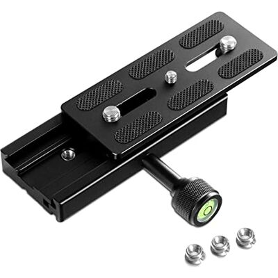 NEEWER Placa de Liberación Rápida con Juego de Abrazadera, Placa QR de 120mm con Adaptador,Tornillo de 3/8" 1/4",Nivel de Burbuja, Rosca de 3/8" a 1/4",Compatible con Arca Swiss Monopie Trípode,QR120 NEEWER Placa de Liberación Rápida con Juego de Abrazadera, Placa QR de 120mm con Adaptador,Tornillo de 3/8" 1/4",Nivel de Burbuja, Rosca de 3/8" a 1/4",Compatible con Arca Swiss Monopie Trípode,QR120
