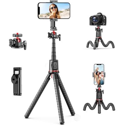 Fotopro Trípode para cámara, Mini trípode Flexible Extensible con Barra de extensión, Compatible con cámaras Canon, Nikon, Sony, teléfono Fotopro Trípode para cámara, Mini trípode Flexible Extensible con Barra de extensión, Compatible con cámaras Canon, Nikon, Sony, teléfono