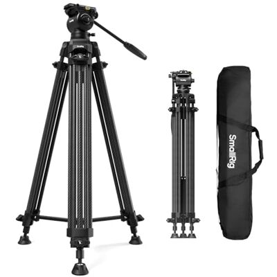 SMALLRIG Trípode de Video de Fibra de Carbono 73''/185cm, Carga Máx. 10kg, Cabeza Fluida +85° a -78°, Plegable 87cm, Peso 2.7kg, AD-14-5441 SMALLRIG Trípode de Video de Fibra de Carbono 73''/185cm, Carga Máx. 10kg, Cabeza Fluida +85° a -78°, Plegable 87cm, Peso 2.7kg, AD-14-5441