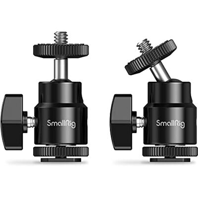 SMALLRIG Ball Head Mount (Paquete 2) con Cold Shoe 2059 Adaptador de Cold Shoe para Cámara DSLR, Cabeza Giratoria SMALLRIG Ball Head Mount (Paquete 2) con Cold Shoe 2059 Adaptador de Cold Shoe para Cámara DSLR, Cabeza Giratoria