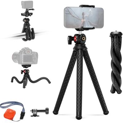 NEEWER Trípode Flexible con Remoto, Mini Cámara Teléfono Trípode con Soporte para Teléfono Oculto y Adaptador Cámara Acción Compatible con iPhone GoPro Hero 13 12 11 10 dji Insta360 Samsung, TP34 NEEWER Trípode Flexible con Remoto, Mini Cámara Teléfono Trípode con Soporte para Teléfono Oculto y Adaptador Cámara Acción Compatible con iPhone GoPro Hero 13 12 11 10 dji Insta360 Samsung, TP34