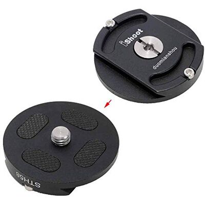 iShoot Convertidor de montaje de cabeza de trípode, adaptador de liberación rápida para cabeza voladiza, cabeza fluida, cabeza esférica, cabezales de trípode con parte inferior circular y agujero de iShoot Convertidor de montaje de cabeza de trípode, adaptador de liberación rápida para cabeza voladiza, cabeza fluida, cabeza esférica, cabezales de trípode con parte inferior circular y agujero de