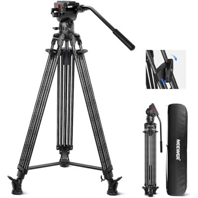 NEEWER LL34 Trípode de vídeo para cámara de 78 pulgadas, cierre rápido con cabezal de líquido amortiguador, robusto trípode de fibra de carbono con placa QR de modo dual compatible con DJI NEEWER LL34 Trípode de vídeo para cámara de 78 pulgadas, cierre rápido con cabezal de líquido amortiguador, robusto trípode de fibra de carbono con placa QR de modo dual compatible con DJI
