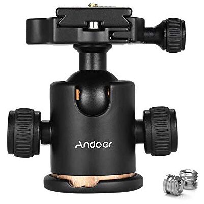 Andoer Trípode con rótula de Bola giratoria 360 Grados, rótula panorámica con Zapata rápida y Tornillo de 1/4", para trípode, monopié y cámara réflex Andoer Trípode con rótula de Bola giratoria 360 Grados, rótula panorámica con Zapata rápida y Tornillo de 1/4", para trípode, monopié y cámara réflex