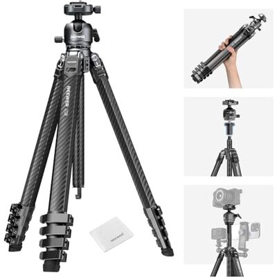 NEEWER LITETRIP LT38 Trípode de Viaje para cámara de 61 Pulgadas, Soporte portátil de Fibra de Carbono, rótula de Bola de 360°, Placa de liberación rápida Tipo Arca Compatible con Peak Design Clip NEEWER LITETRIP LT38 Trípode de Viaje para cámara de 61 Pulgadas, Soporte portátil de Fibra de Carbono, rótula de Bola de 360°, Placa de liberación rápida Tipo Arca Compatible con Peak Design Clip