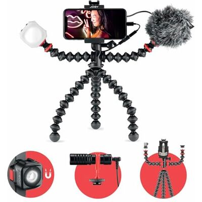 Joby GorillaPod Mobile Vlogging Kit (Carcasa Smartphone, Wavo Mobile Mic, Luz LED Beamo Mini) Trípode Flexible, Carcasa para Teléfono, Micrófono, Luz, Vlogger/Youtuber/Móvil/Creación de Contenidos Joby GorillaPod Mobile Vlogging Kit (Carcasa Smartphone, Wavo Mobile Mic, Luz LED Beamo Mini) Trípode Flexible, Carcasa para Teléfono, Micrófono, Luz, Vlogger/Youtuber/Móvil/Creación de Contenidos