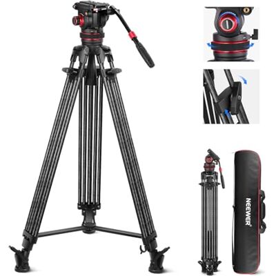 NEEWER 78" trípode vídeo Fibra Carbono,Paso liberación rápida Bloqueo trípode cámara Cabeza Ajustable amortiguación fluidos,Alta Resistencia Doble Modo QR Placa Compatible con dji RS, LL35 NEEWER 78" trípode vídeo Fibra Carbono,Paso liberación rápida Bloqueo trípode cámara Cabeza Ajustable amortiguación fluidos,Alta Resistencia Doble Modo QR Placa Compatible con dji RS, LL35