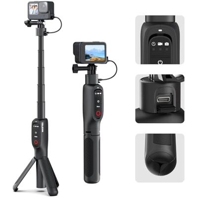 TELESIN ° Trípode con soporte para selfies recargable, batería de 5000 mAh, para GoPro Max Hero 13 12 11 10 9 TELESIN ° Trípode con soporte para selfies recargable, batería de 5000 mAh, para GoPro Max Hero 13 12 11 10 9
