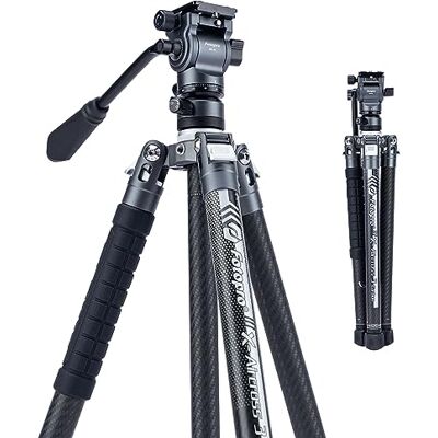 Fotopro X-Aircross 3 Video Trípode ligero para cámara de viaje de 157 cm con cabezal de fluido de 1,07 kg, trípode de viaje de vídeo profesional ultraligero portátil de fibra de carbono para cámara Fotopro X-Aircross 3 Video Trípode ligero para cámara de viaje de 157 cm con cabezal de fluido de 1,07 kg, trípode de viaje de vídeo profesional ultraligero portátil de fibra de carbono para cámara