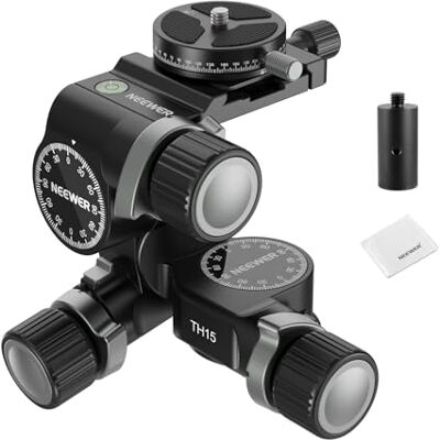NEEWER TH15 Cabeza trípode de 3 vías con Engranajes, Cabeza panorámica de 3 Ejes de aleación de Aluminio con Modo Grande y Fino, Placa QR Arca de 360°, Ajuste milimétrico, paño de Limpieza, máx. 6 kg NEEWER TH15 Cabeza trípode de 3 vías con Engranajes, Cabeza panorámica de 3 Ejes de aleación de Aluminio con Modo Grande y Fino, Placa QR Arca de 360°, Ajuste milimétrico, paño de Limpieza, máx. 6 kg