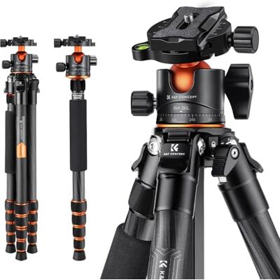 K&F CONCEPT Trípode Cámara de Carbono Compacto con Rótula de Bola 360°Compatible con Cámara DSLR, Carga Máxima: 15KG (A255C2+BH-36L) K&F CONCEPT Trípode Cámara de Carbono Compacto con Rótula de Bola 360°Compatible con Cámara DSLR, Carga Máxima: 15KG (A255C2+BH-36L)