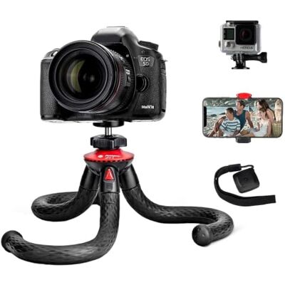 Fotopro Móvil Trípode, Flexible Mini Tripode con Bluetooth, Portátil Trípode de cámara con Tornillo 1/4'' para Phone Fotopro Móvil Trípode, Flexible Mini Tripode con Bluetooth, Portátil Trípode de cámara con Tornillo 1/4'' para Phone