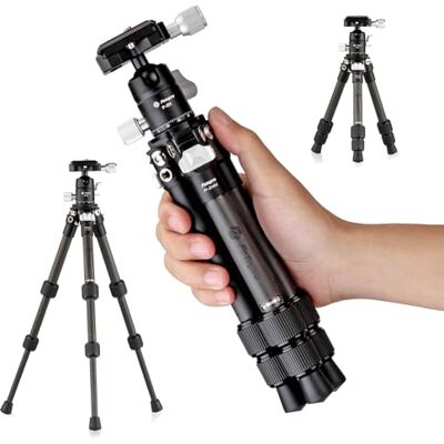 Fotopro Mini trípode ligero y compacto de fibra de carbono con cabeza de bola de 360°, placa QR para cámara réflex digital, videocámara para viajes, para escritorio, P-2, color negro Fotopro Mini trípode ligero y compacto de fibra de carbono con cabeza de bola de 360°, placa QR para cámara réflex digital, videocámara para viajes, para escritorio, P-2, color negro