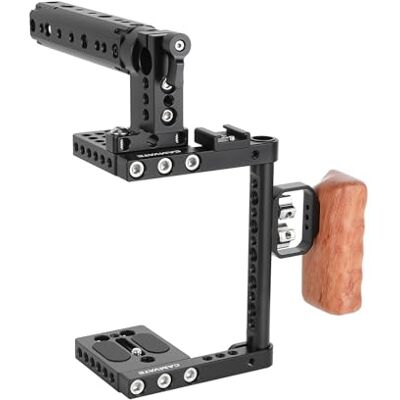 CAMVATE Jaula de cámara réflex Digital con Mango Superior de Madera para Canon, Nikon, Sony, Panasonnic CAMVATE Jaula de cámara réflex Digital con Mango Superior de Madera para Canon, Nikon, Sony, Panasonnic