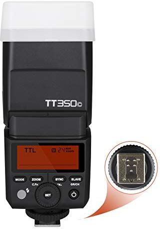 Godox TT350C TTL Mini Flash para Canon cámara, Flash electrónico 2.4G HSS 1 / 8000s TTL GN36 para cámaras Digitales sin Espejo Canon