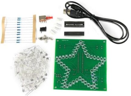 Fubdnefvo Kit de fabricación electrónica de bricolaje, suite de soldadura, estrella colorida de cinco puntas, placa de circuito de luz intermitente LED, sin carcasa