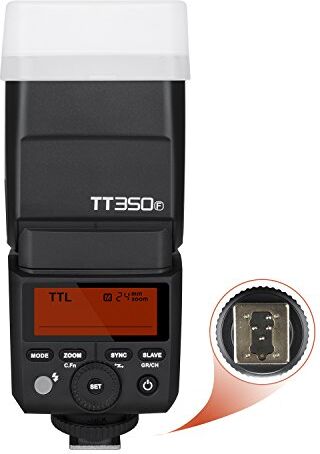 GODOX TT350F Mini TTL Flash Cámara, Flash Inalámbrico Fujifilm, Flash Electrónico TTL para Cámara Fujifilm, 2.4G GN36 HSS 1/8000s HSS Flash Speedlite Elctrónico Inalámbrico para Fuji X-Pro2, X-T20,etc