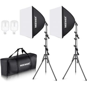 NEEWER Kit de Iluminación Continua de Caja de Luz Equivalente a 700W,2 Bombillas de LED de 5700K,60x60cm Softbox con Enchufe E27 para Equipo de Estudio Fotográfico NEEWER Kit de Iluminación Continua de Caja de Luz Equivalente a 700W,2 Bombillas de LED de 5700K,60x60cm Softbox con Enchufe E27 para Equipo de Estudio Fotográfico