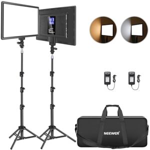 NEEWER 13" Kit Iluminación de Panel de Luz Video LED, 2 Pack Luces Suaves Bicolor Regulable con Soporte de Luz, 8000mAh Batería Incorporada, 3200K~5600K CRI 97+ 2400Lux para Juegos/YouTube/Fotografía NEEWER 13" Kit Iluminación de Panel de Luz Video LED, 2 Pack Luces Suaves Bicolor Regulable con Soporte de Luz, 8000mAh Batería Incorporada, 3200K~5600K CRI 97+ 2400Lux para Juegos/YouTube/Fotografía