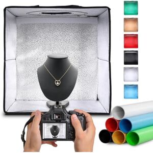 NK Caja de Luz Estudio Fotográfico Plegable (30x30cm) 3 temperaturas de Luz LED, Brillo Ajustable x10, RA90, Productos pequeños Joyas, Asa para Transporte (6 Fondos de Colores) NK Caja de Luz Estudio Fotográfico Plegable (30x30cm) 3 temperaturas de Luz LED, Brillo Ajustable x10, RA90, Productos pequeños Joyas, Asa para Transporte (6 Fondos de Colores)
