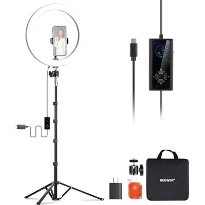 NEEWER 12" 24W Anillo de Luz LED de Alta Potencia para Teléfono con 71" Soporte,Bi Color 2900K-7000K, Entrada USB Tipo C PD, CRI97+ 1810lux/0,5m 12 Escenas para Transmisión en Vivo Zoom TikTok, RH12B NEEWER 12" 24W Anillo de Luz LED de Alta Potencia para Teléfono con 71" Soporte,Bi Color 2900K-7000K, Entrada USB Tipo C PD, CRI97+ 1810lux/0,5m 12 Escenas para Transmisión en Vivo Zoom TikTok, RH12B